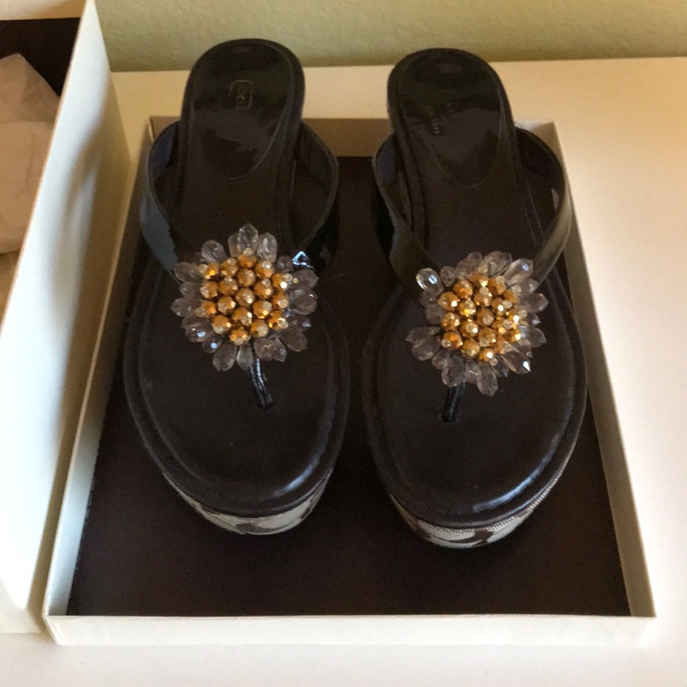 Coach Platform Wedge Sandals 8.5